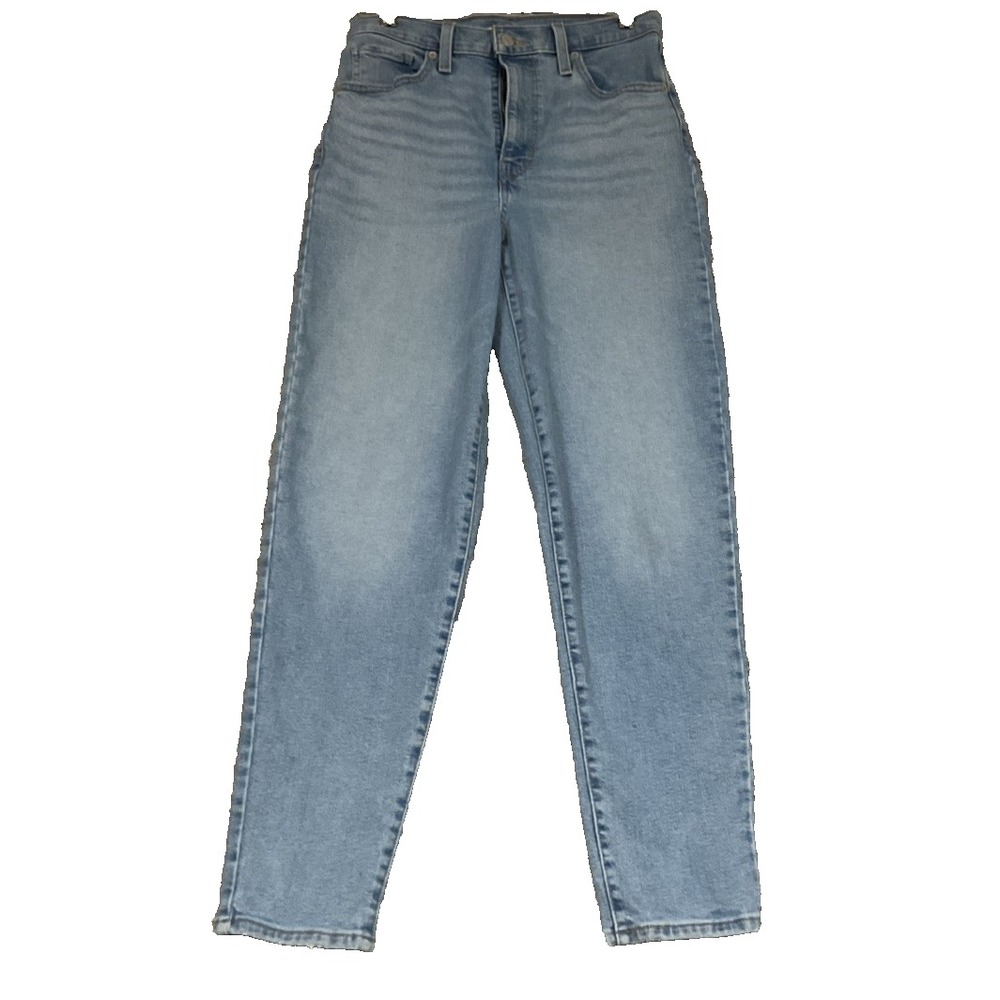 Levi's High Waisted Mom Jeans Womens W28 L29 Blue Relaxed Light Wash Denim